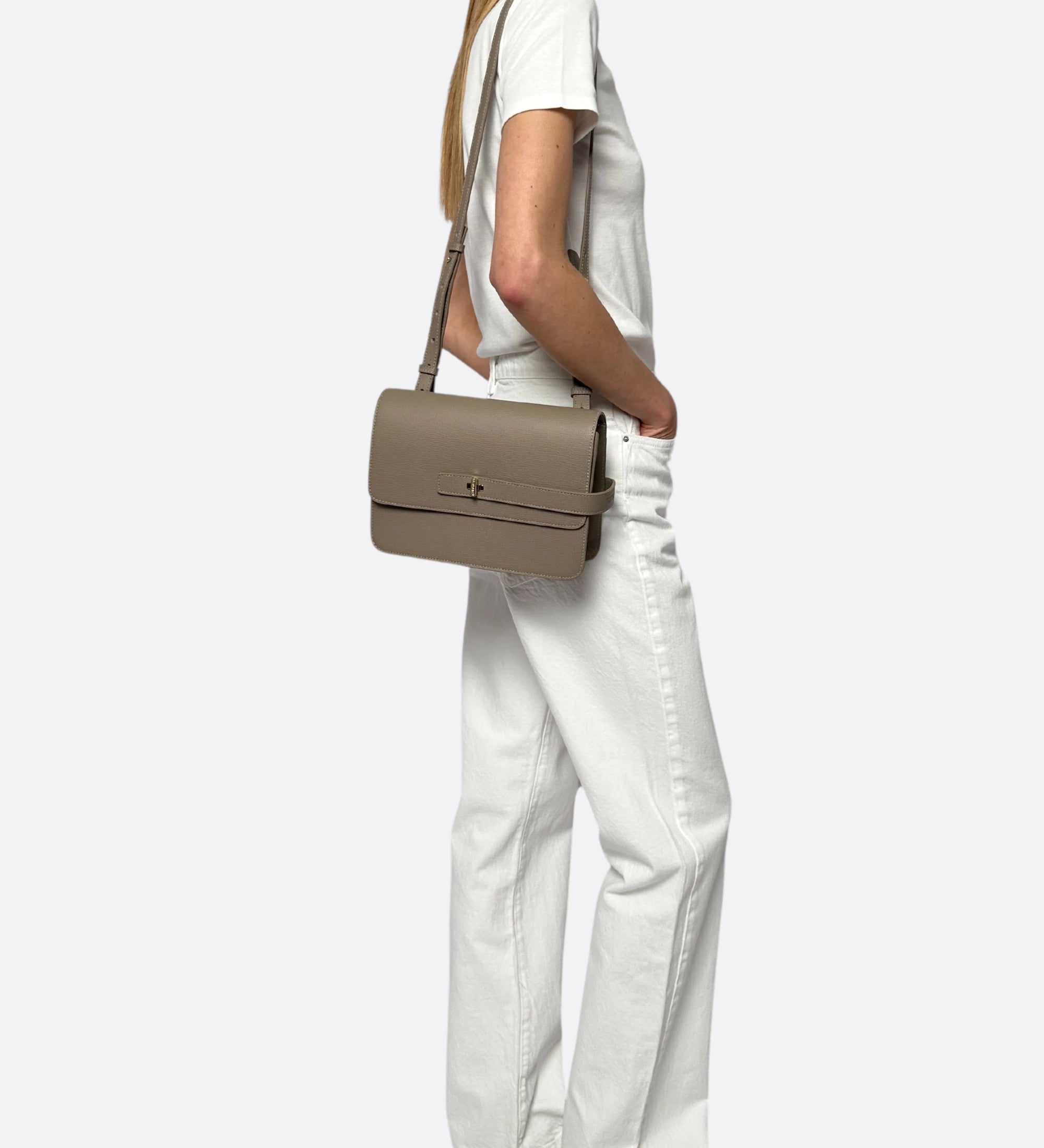 Sac LALOU cuir grainé taupe THYRS