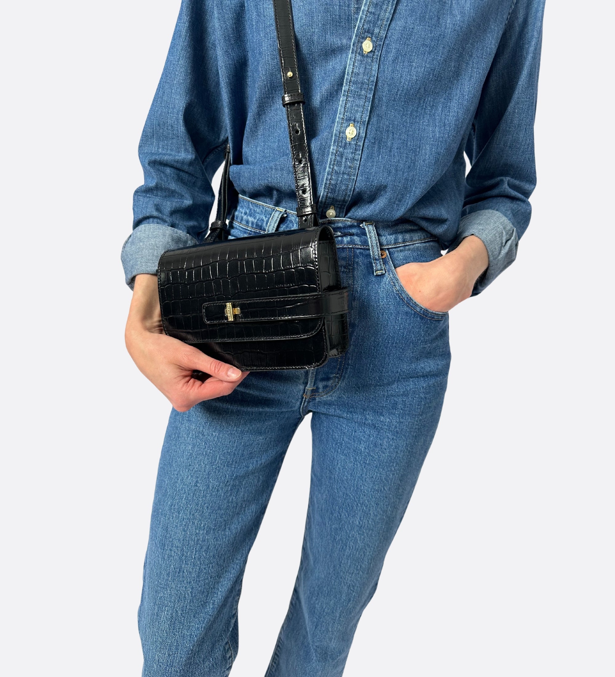 Petit Lalou, cuir croco noir, THYRS