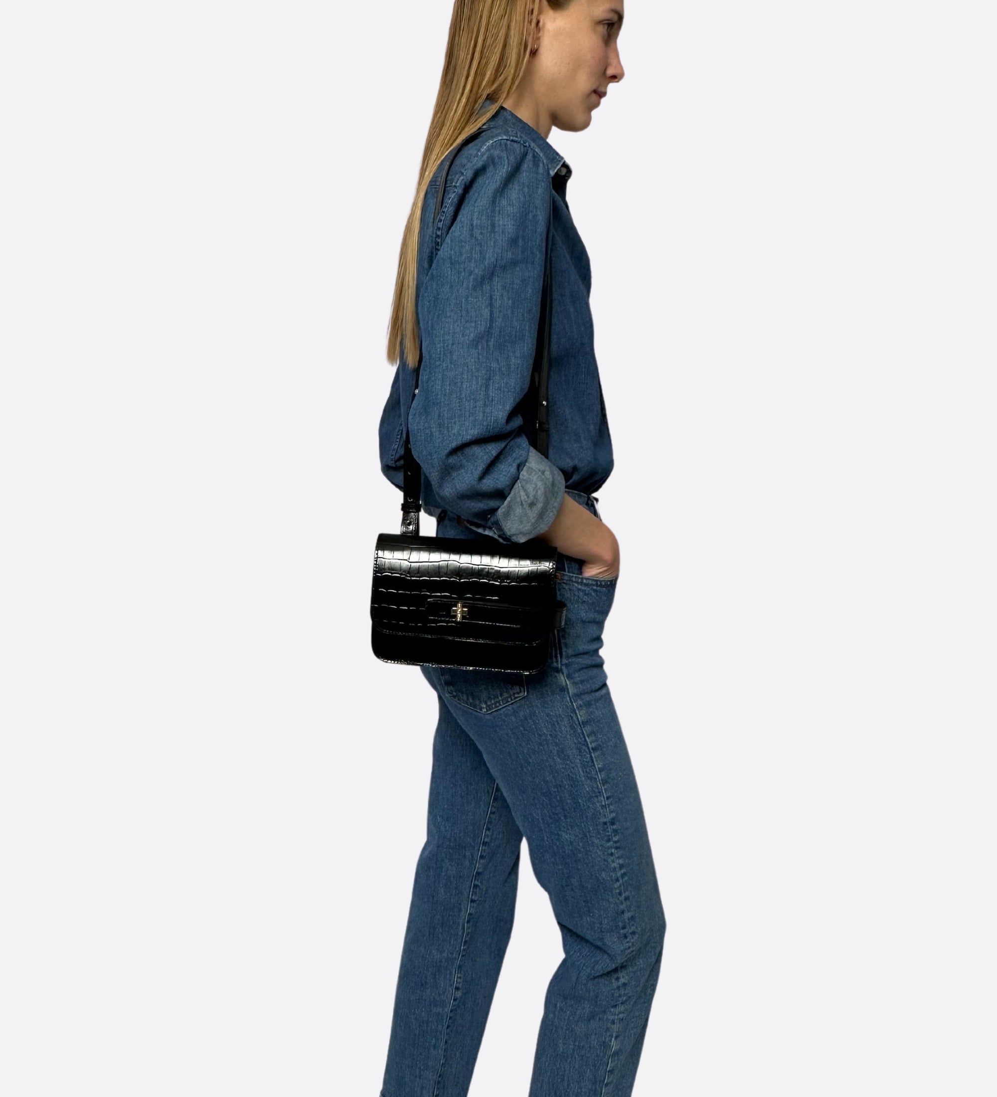 Petit Lalou, cuir croco noir, THYRS