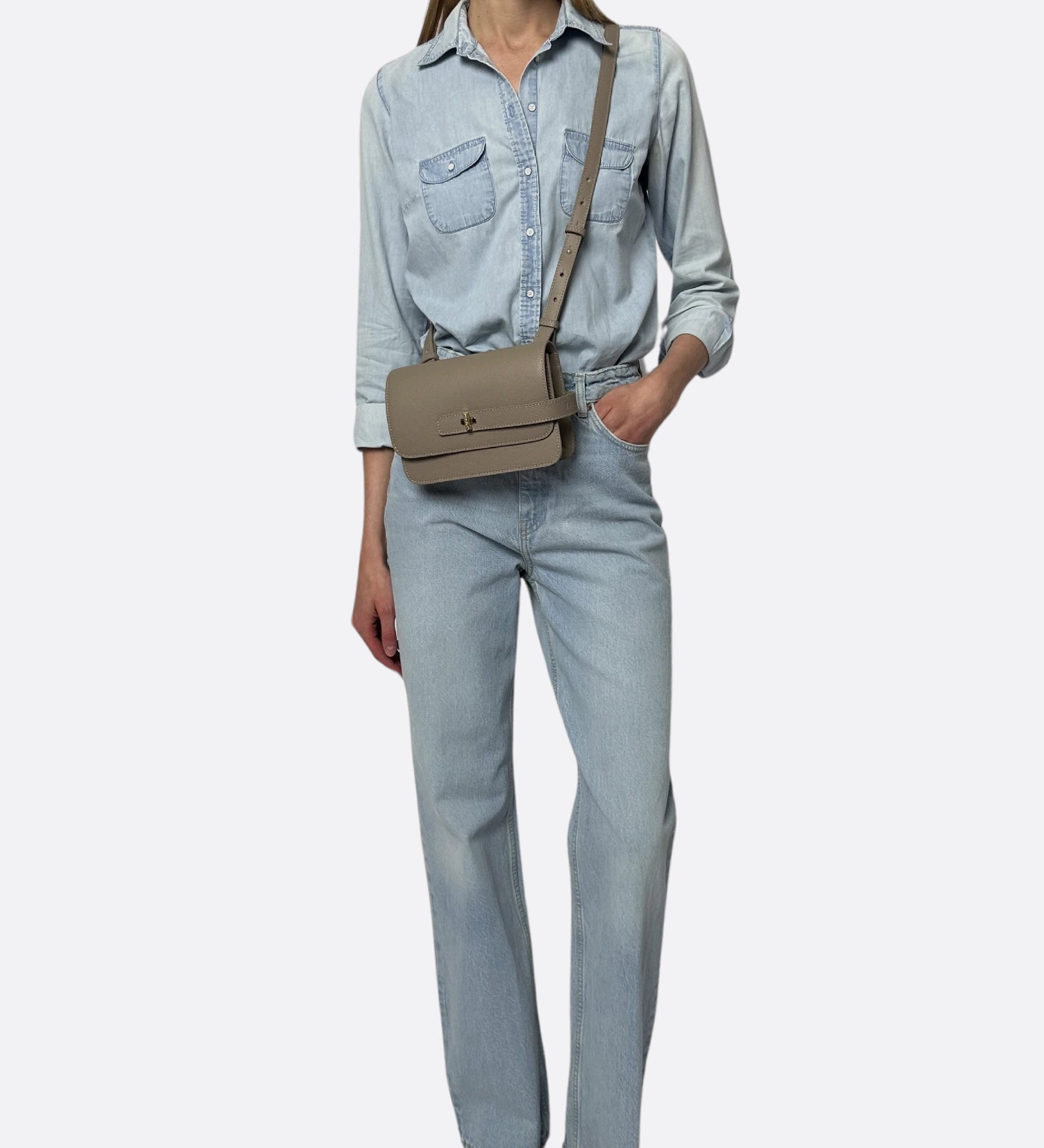 Sac petit LALOU cuir grainé taupe THYRS