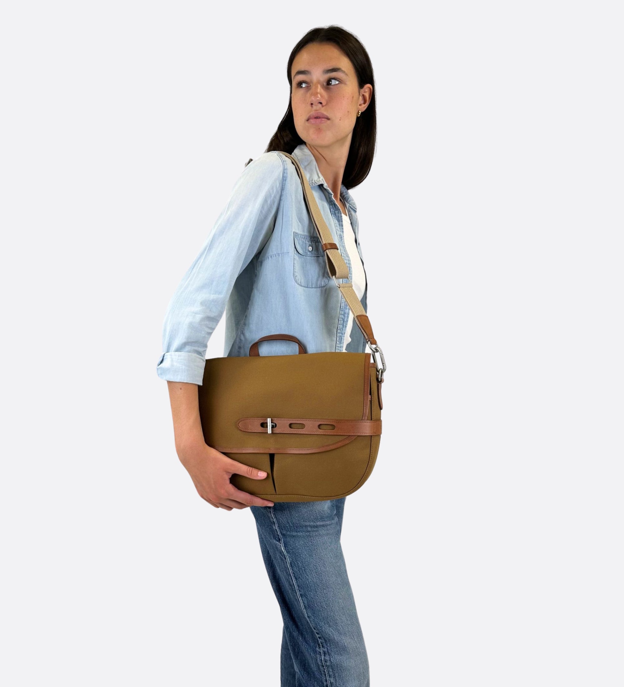 Besace taille L, made in France, coloris caramel