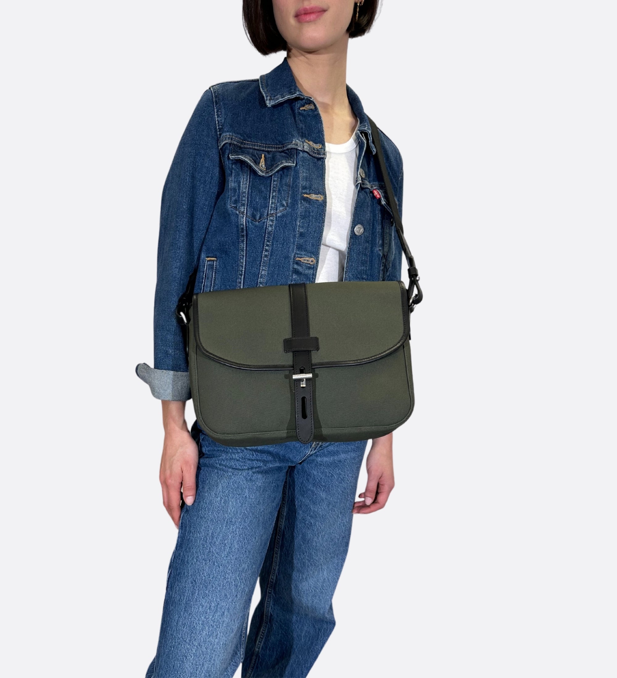 Besace toile coton bio, kaki bronze, taille M, THYRS