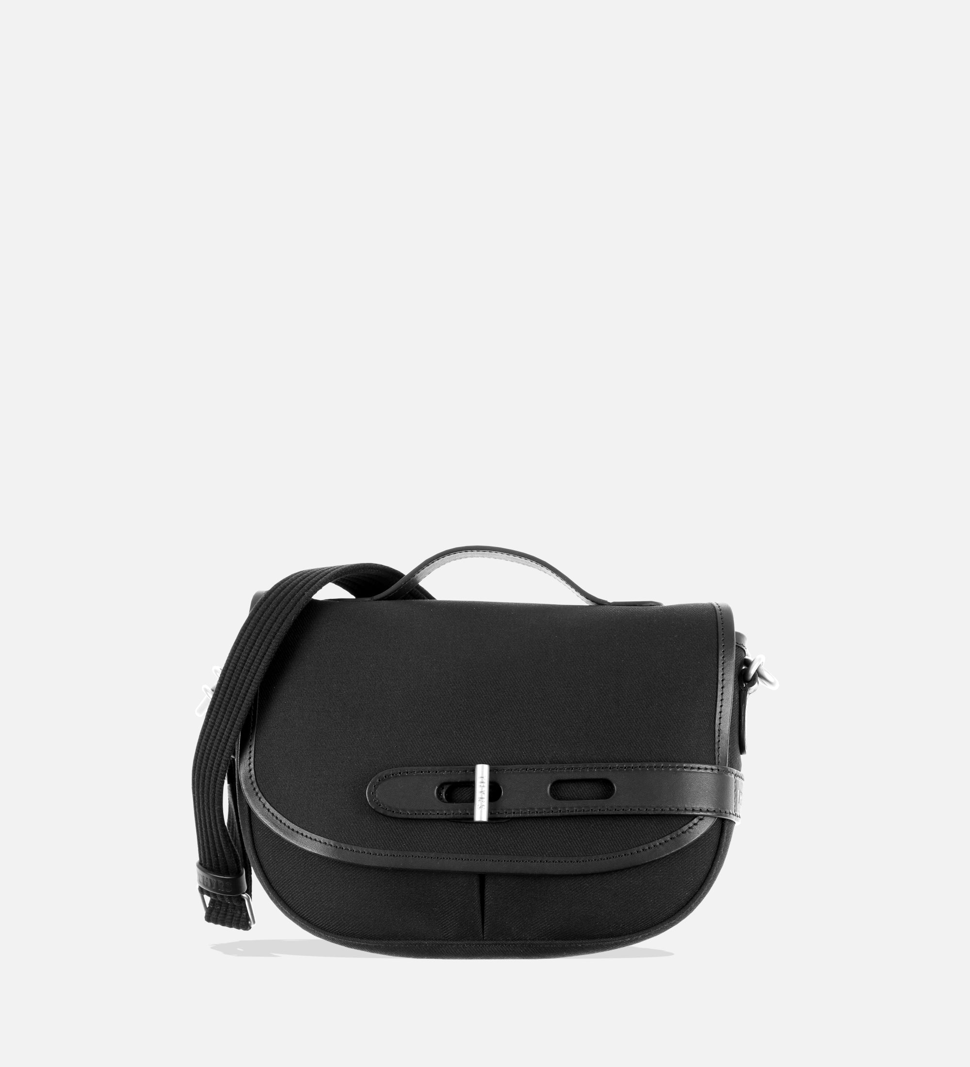 Besace double twill S, noir, fabriquée en France