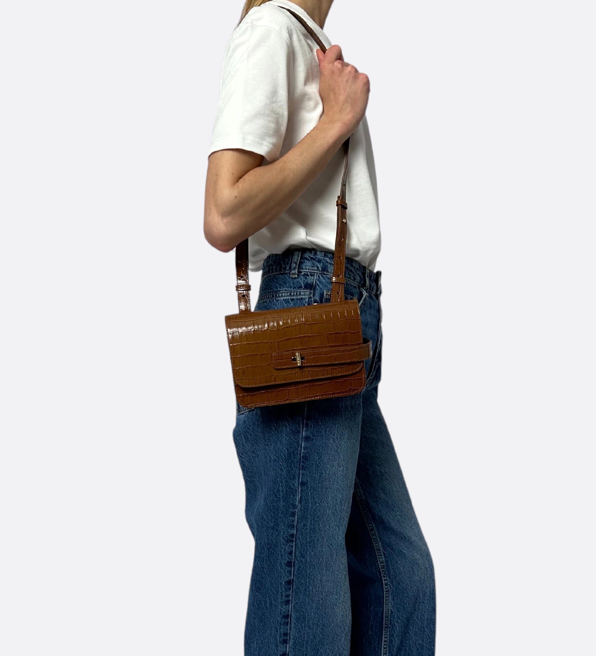 Sac petit LALOU croco noisette THYRS 