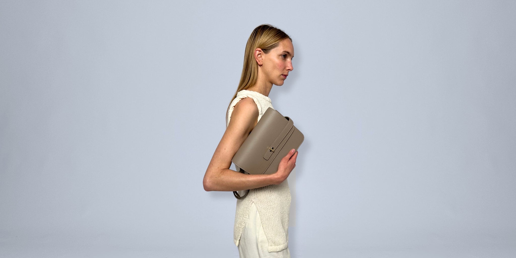 Sac LALOU cuir grainé taupe