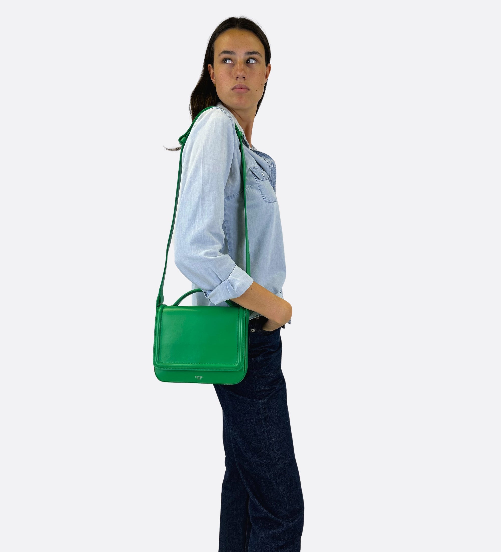 Sac Nine en cuir lisse pomme, THYRS