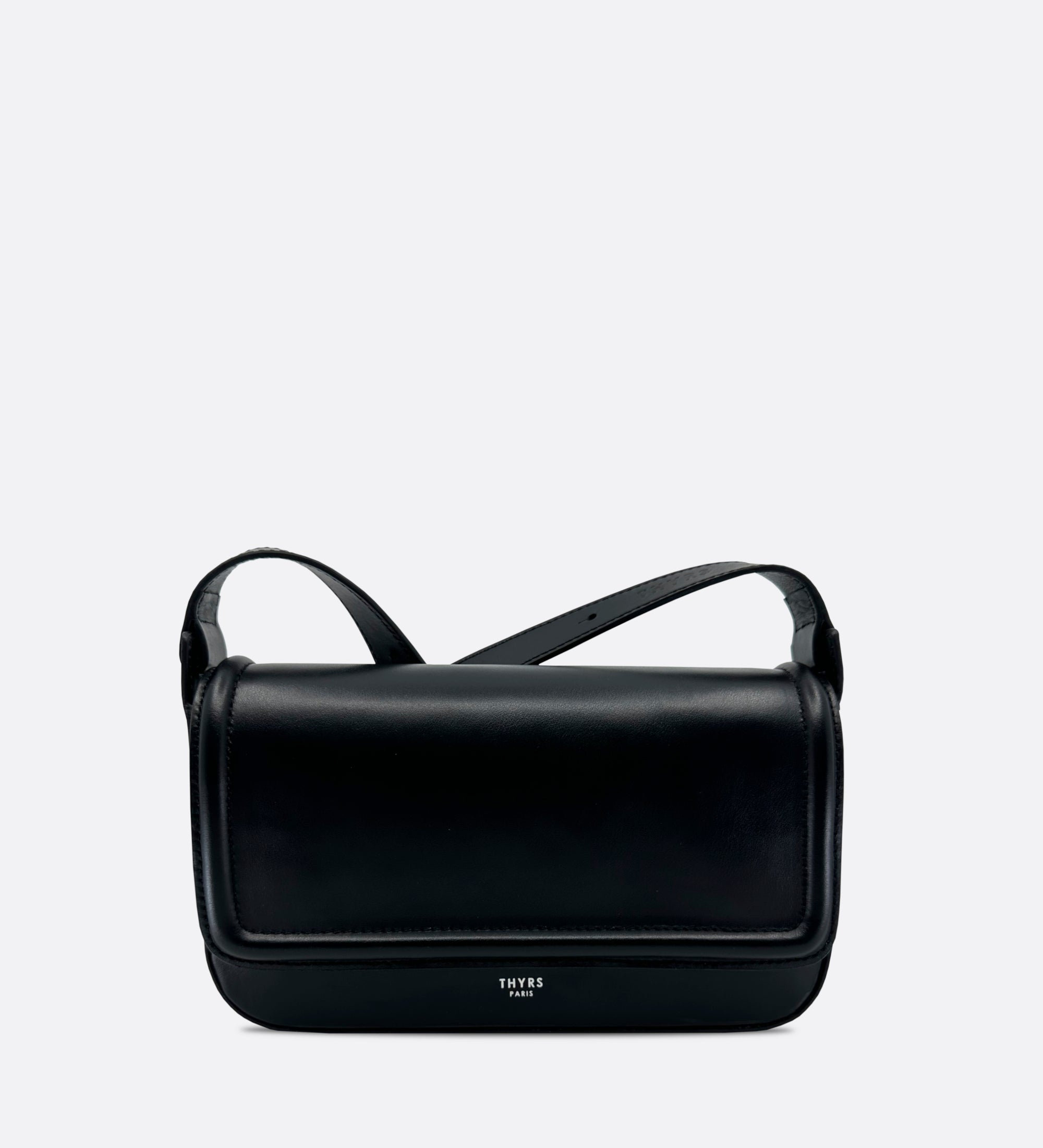 Sac Nine baguette cuir lisse noir, THYRS